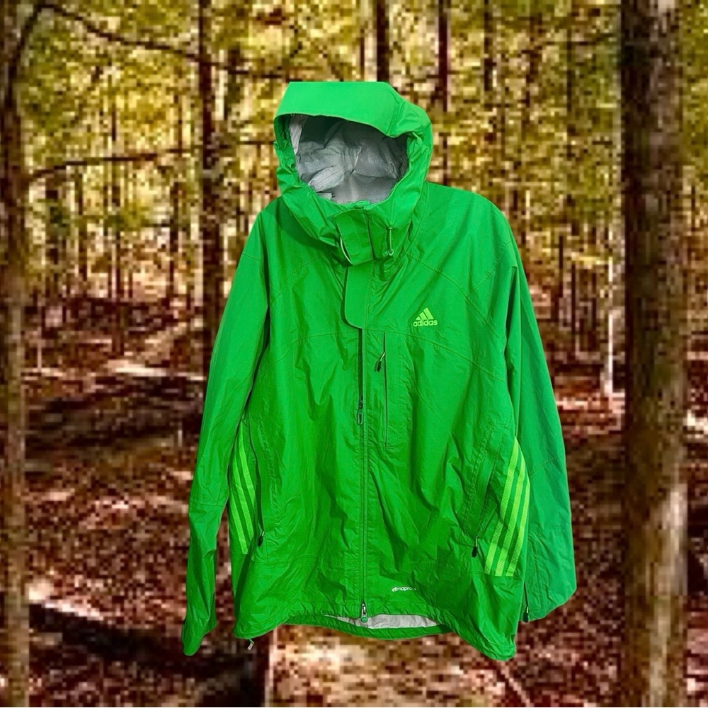 Very Rare Colorway 2013 Kelly Green/Lime Green Stripe Adidas Climaproof Jacket L